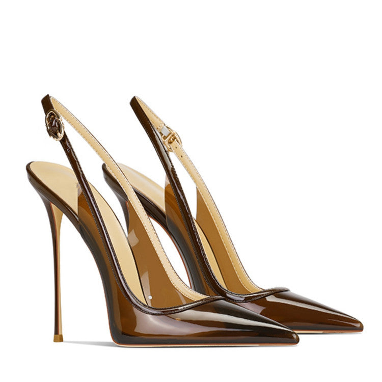 Shallow Mouth Back Strap Side Empty Stiletto Heels