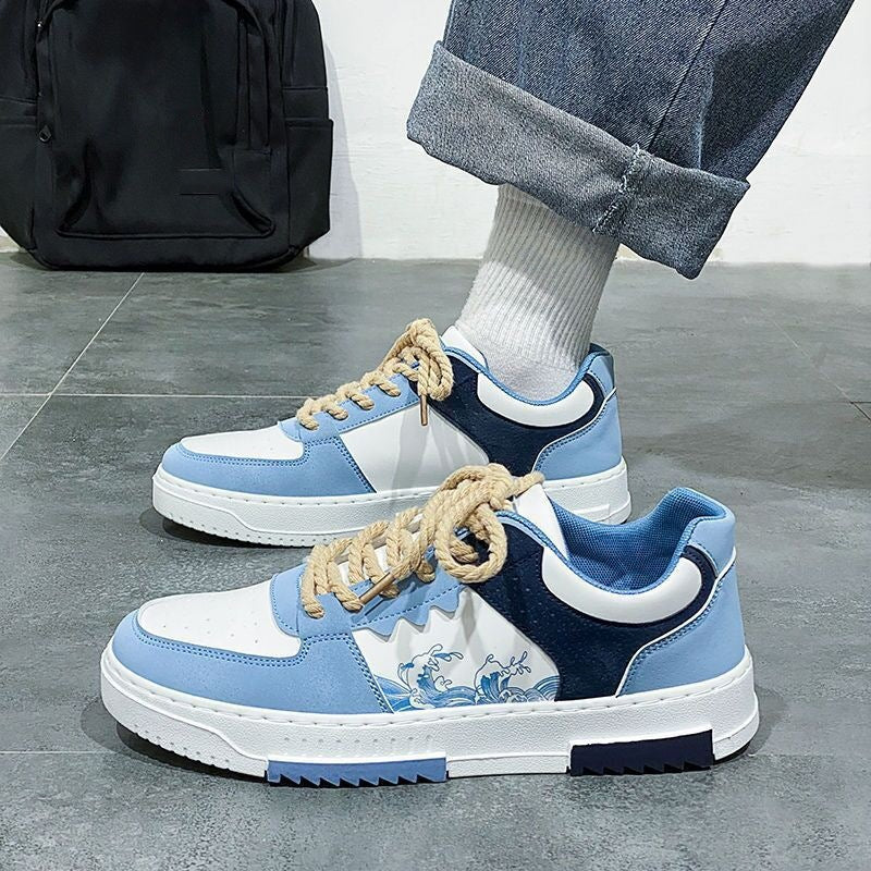 Men's Spring Breathable White Fashionable Platform Sports Sneakers