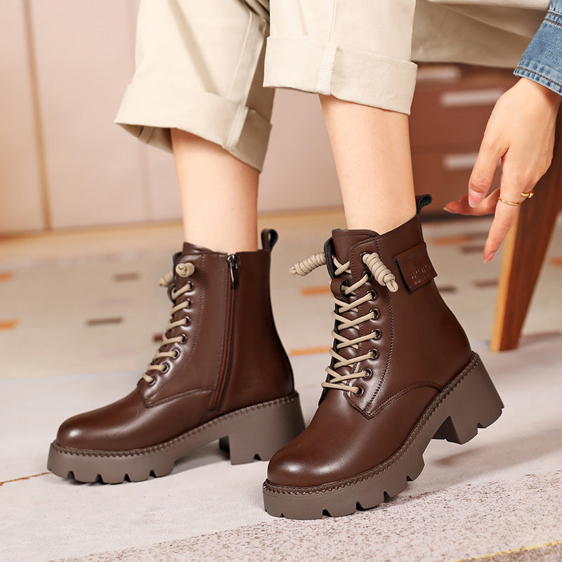 Women's Thickened Veet Ankle Thick Bottom Fleece-lined Chunky Boots