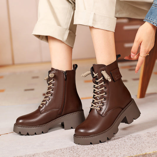 Women's Thickened Veet Ankle Thick Bottom Fleece-lined Chunky Boots