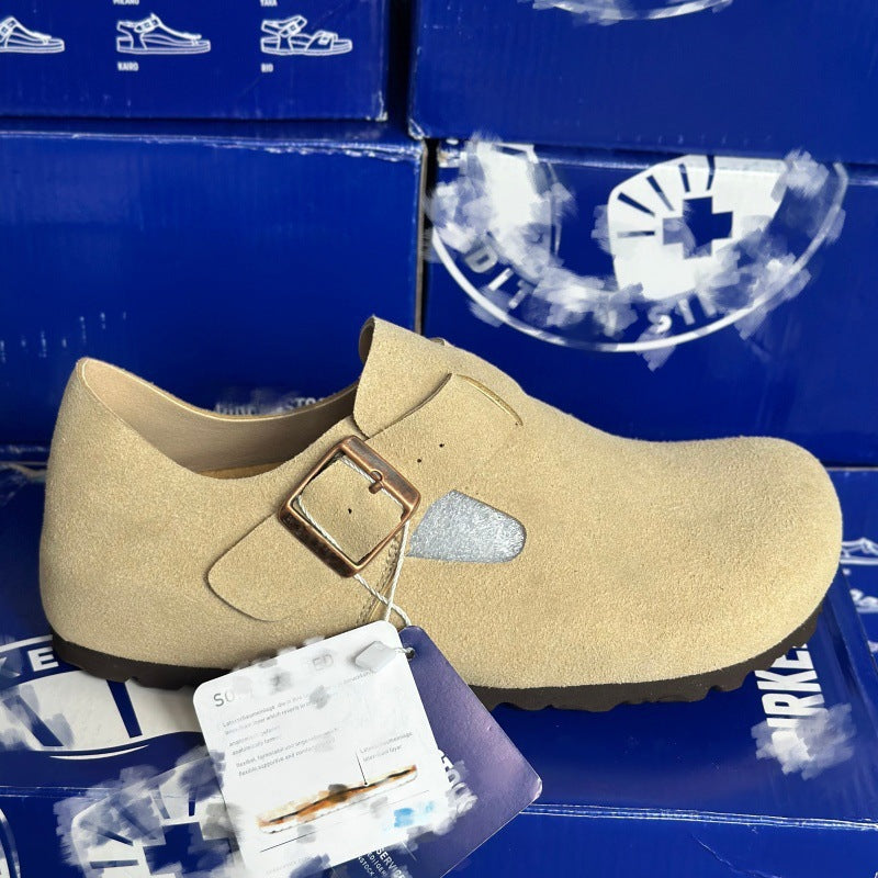Women's Full Strap Pumps Single Buckle Pure Yuan Thick-soles Slippers