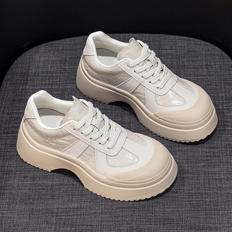 Women's White Korean Height Increasing Lazy Clunky For Women's Sports Shoes
