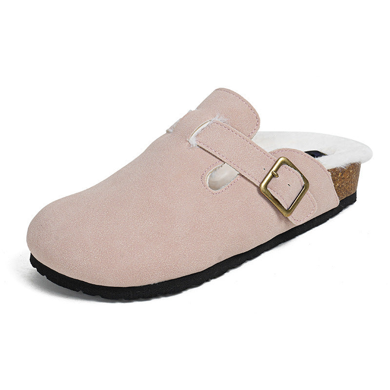 Women's Toe Cap Semi Platform Fluffy Slip-on Slippers