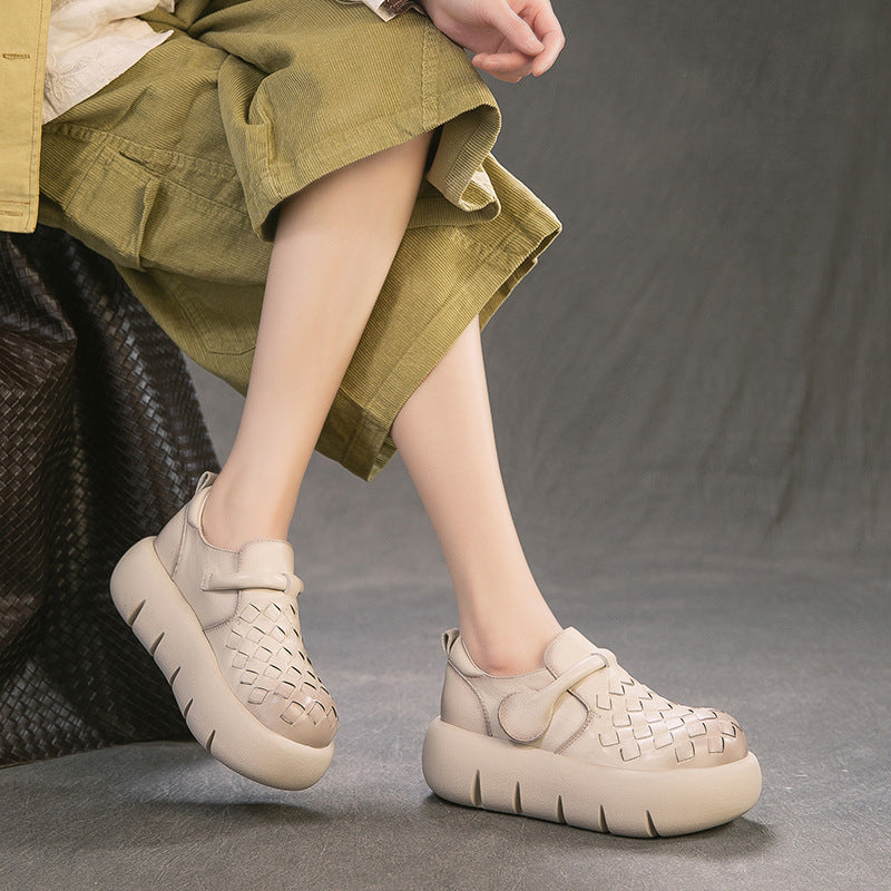 Women's Hand-woven Comfortable Retro Pumps Brushed Inner Women's Casual Shoes