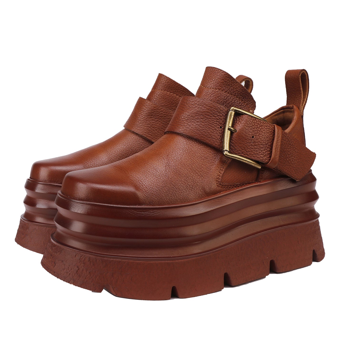 Women's Platform First Layer Cowhide Light Luxury Muffin Bottom Lightweight Women's Leather Boots