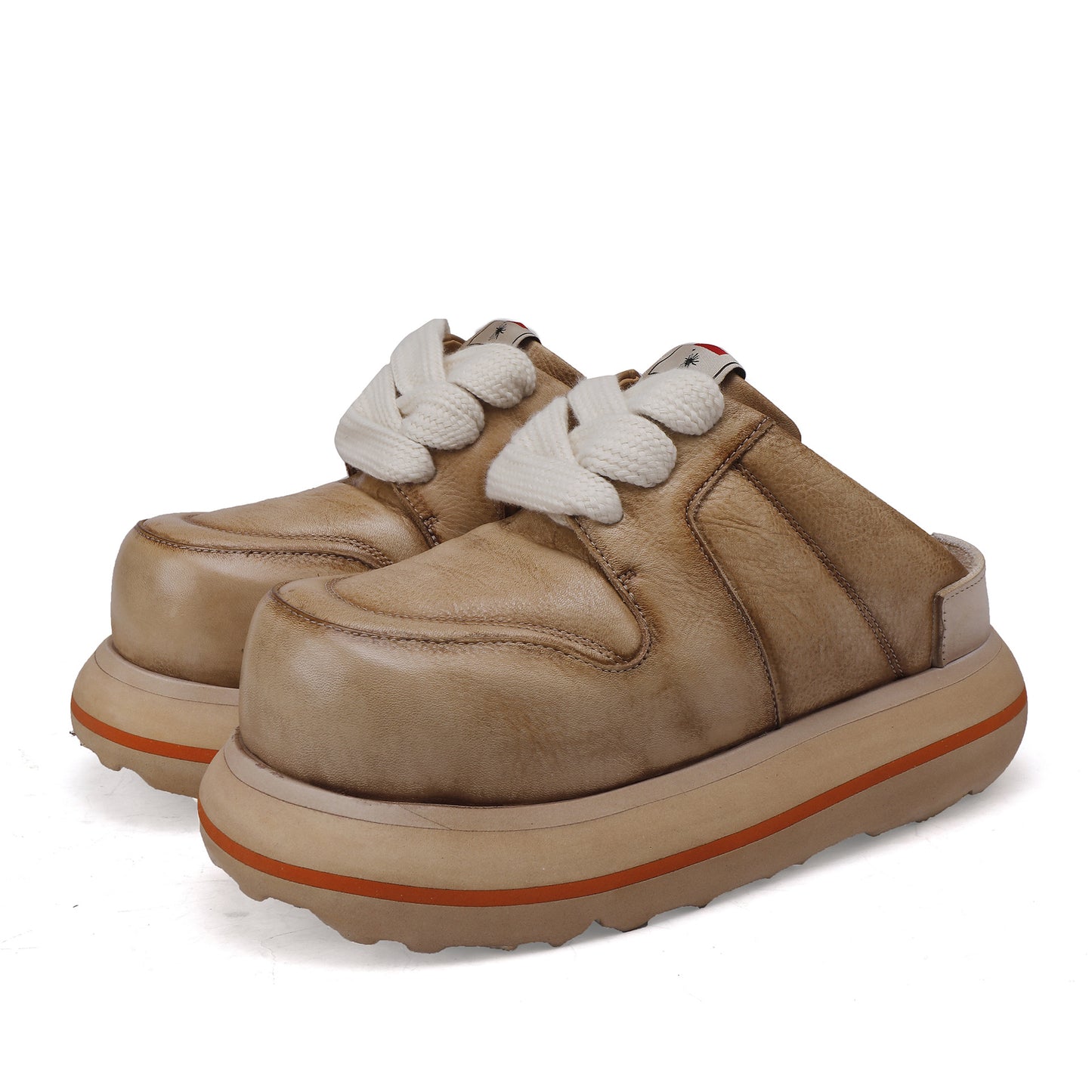 Women's Cowhide Platform Bread Retro Western Style Slippers