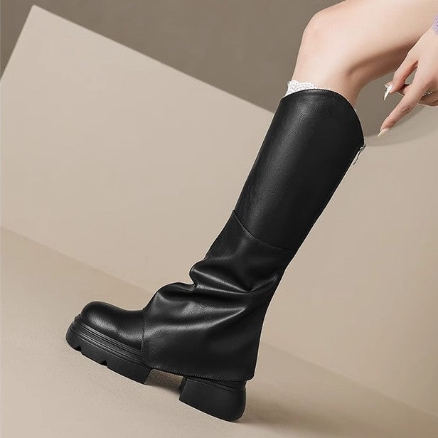 Women's Two Square Thick-soled Small High Chunky V Heels