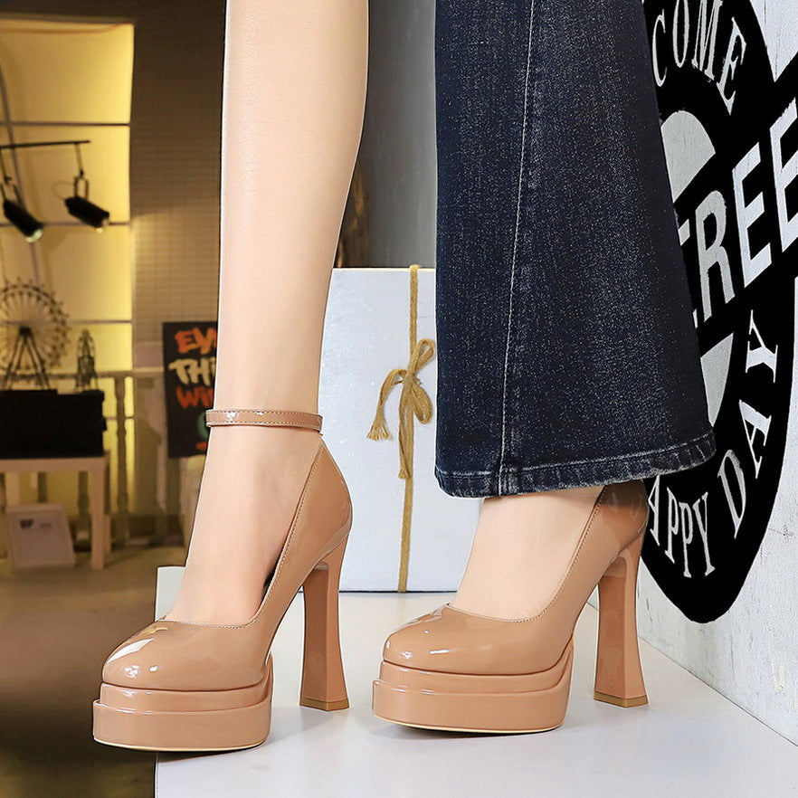 Women's Round Toe Pumps High Waterproof Platform Women's Fashion Shoes