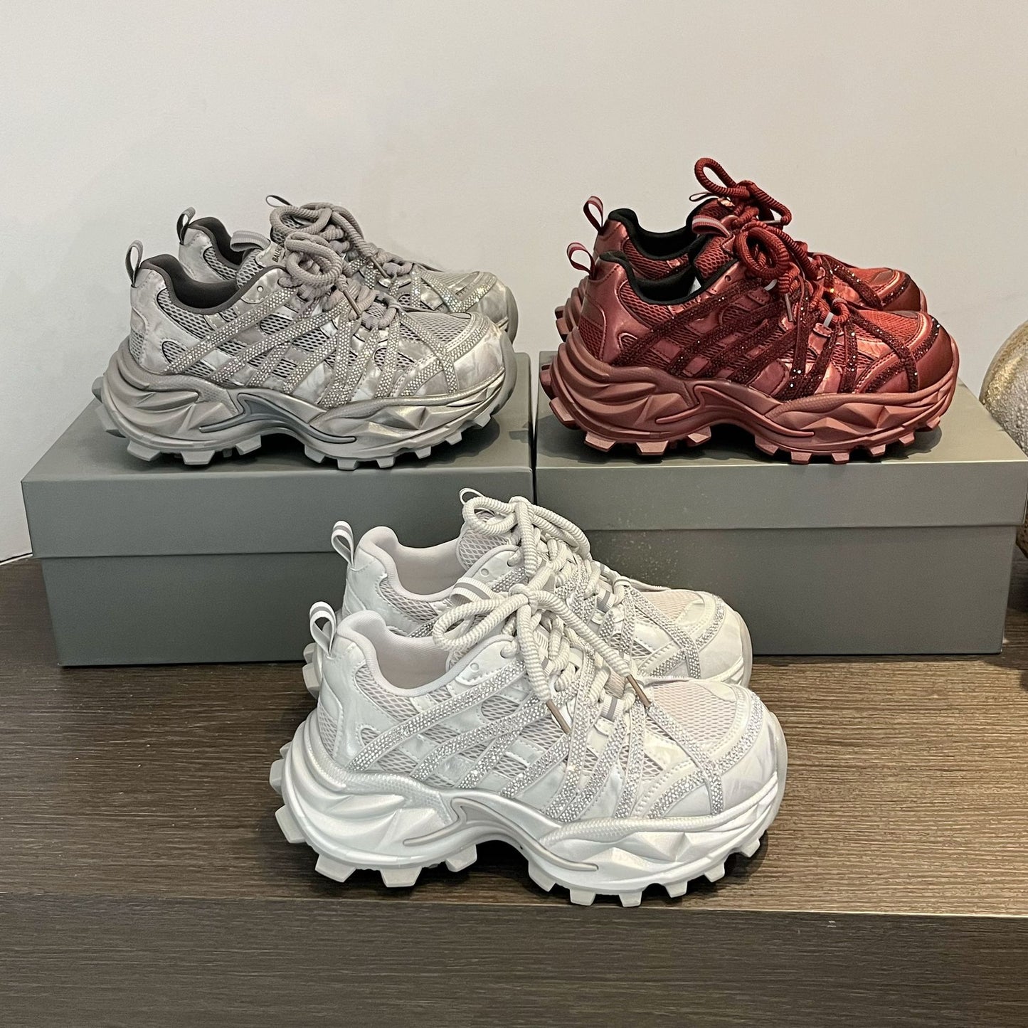 Women's Dad Spring European Goods Fashion Rhinestone Height Women's Casual Shoes