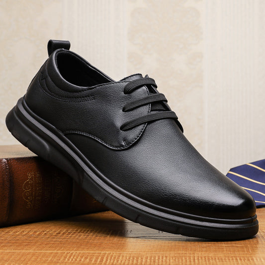 Men's Business First Layer Cowhide Fashion Black Men's Casual Leather Shoes