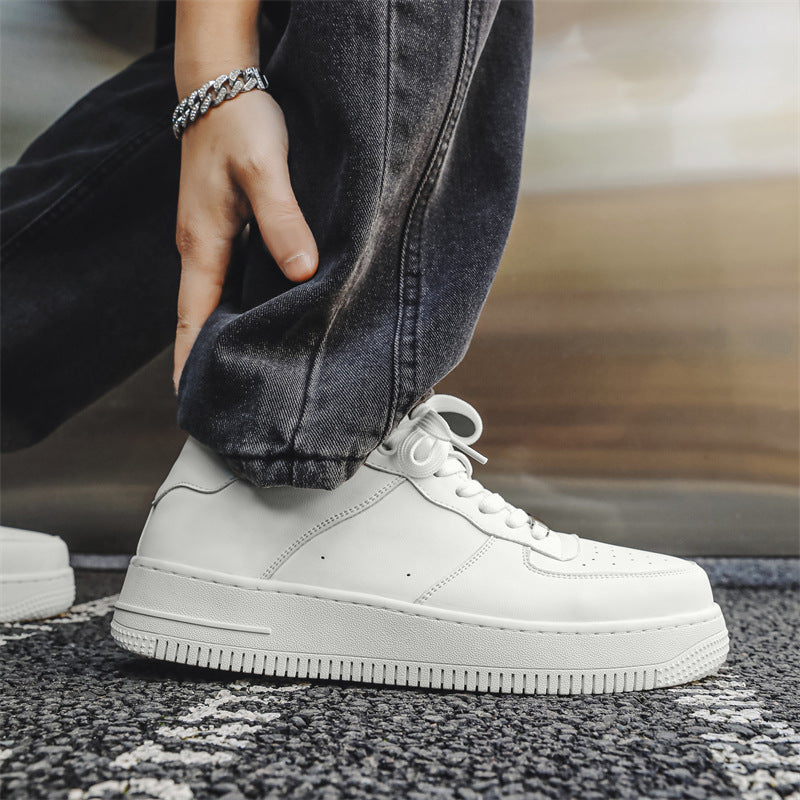 Men's Air Force White Lightweight Soft Sole Spring Men's Casual Leather Shoes