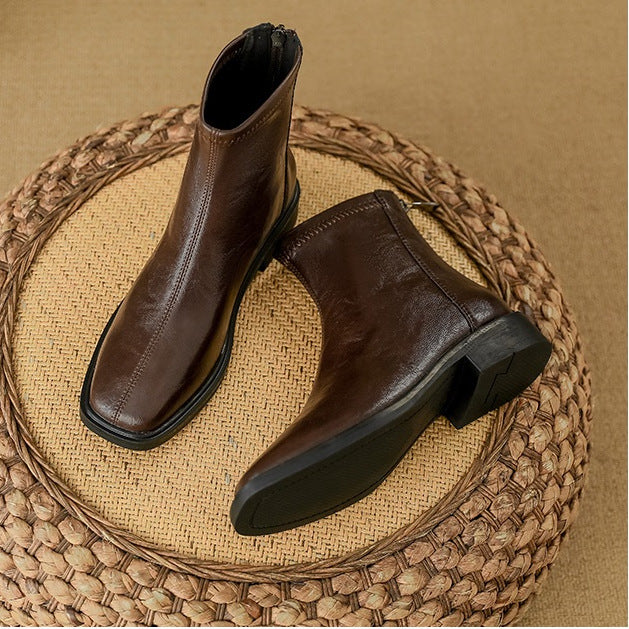 Women's Style Martin Skinny Chelsea Square Toe Fashionable Heels