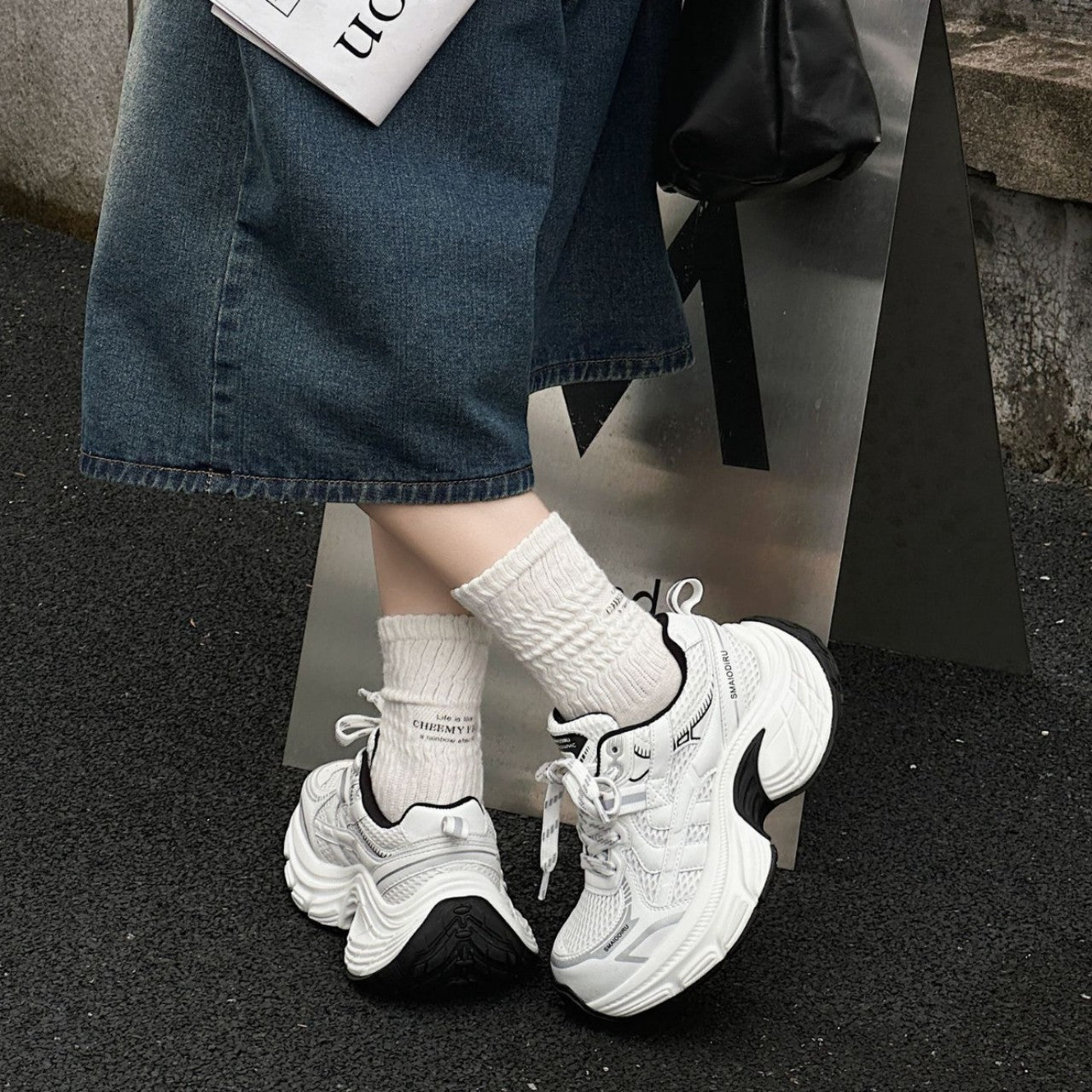 Women's Genuine Platform Dad Autumn Round Toe Soft Bottom Women's Sports Shoes