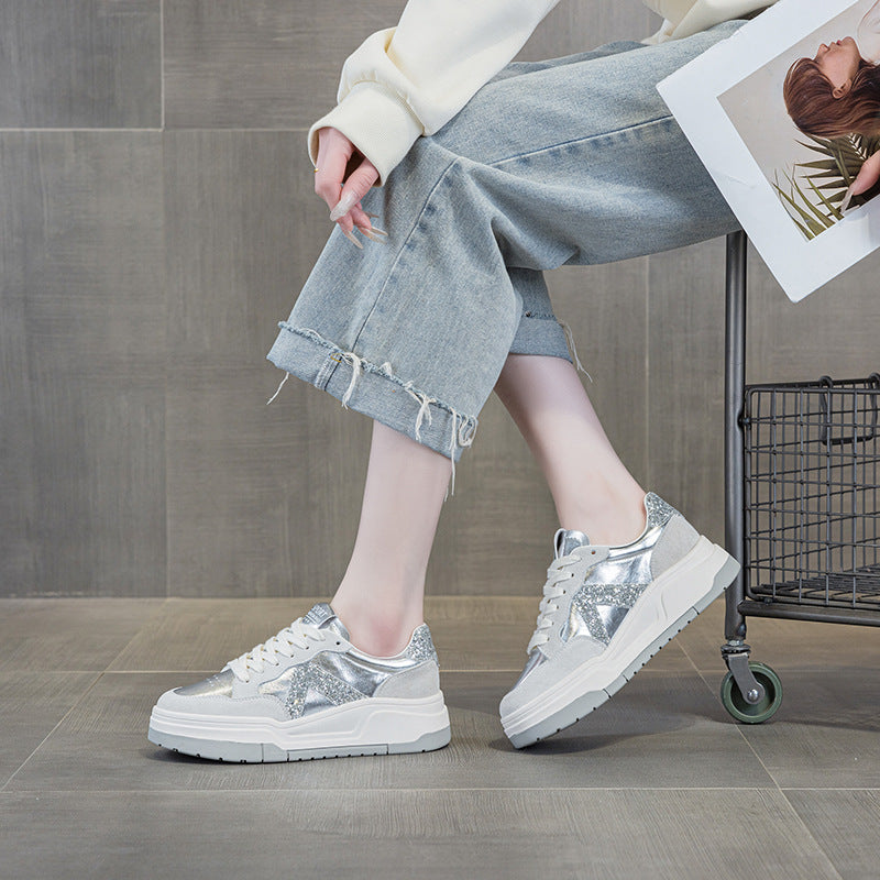 Women's Flat Comfortable Lace Up Sports Board Sneakers