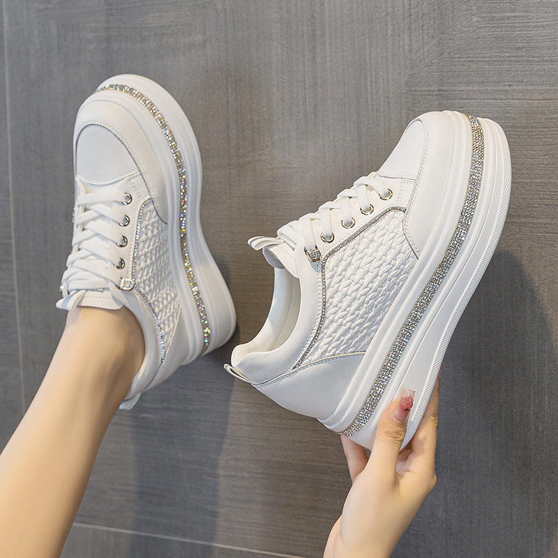 Women's Hidden White Small High-grade Fashion Weaving Casual Shoes