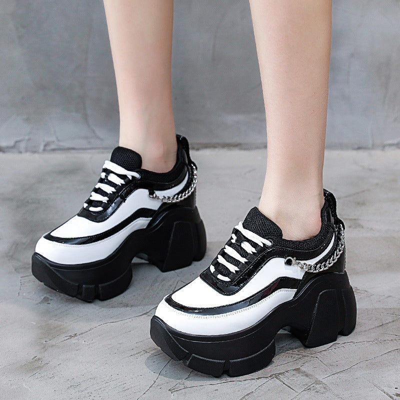 Women's Dad Autumn Retro Platform Height Increasing Insole Men's Shoes