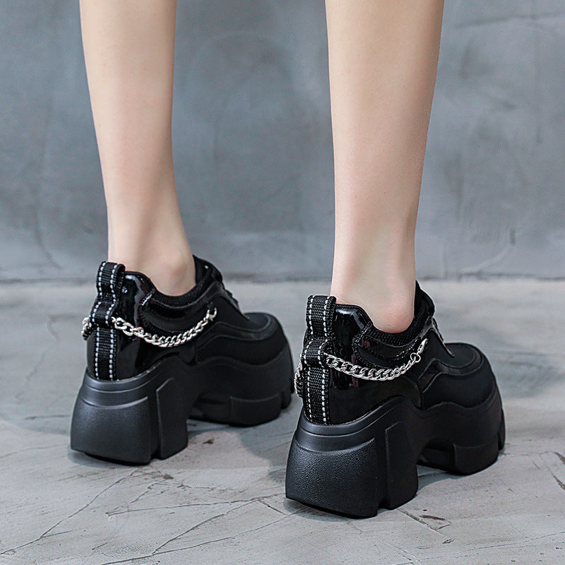 Women's Dad Autumn Retro Platform Height Increasing Insole Men's Shoes