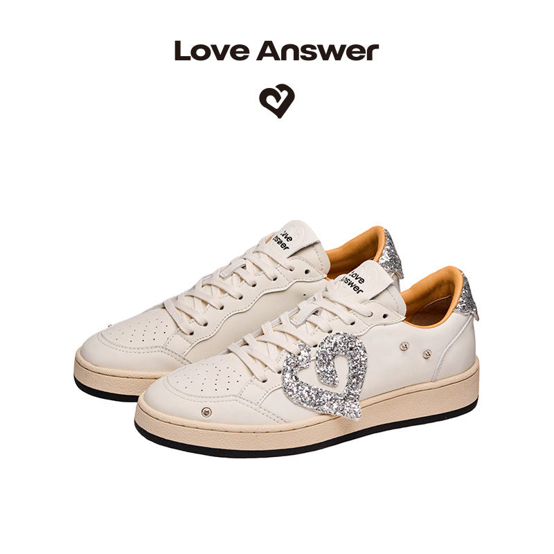 Women's First Layer Cowhide Versatile Breathable White Men's Board Shoes