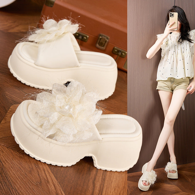 Women's Wear Fashion Out One-word Half Chunky Slippers