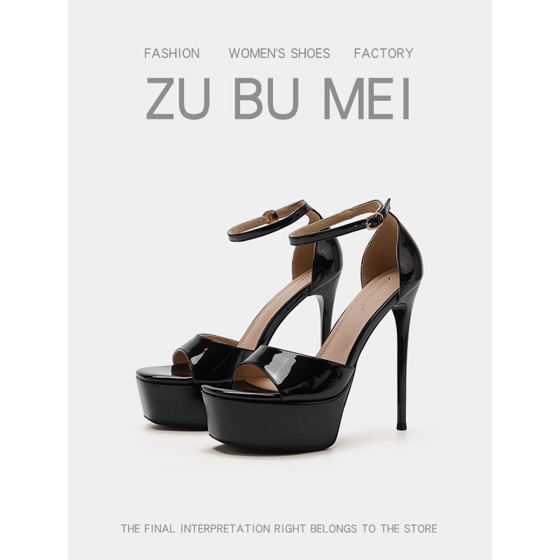 Women's Open Toe Breathable Square Stiletto Waterproof Platform High Heeled Sandals