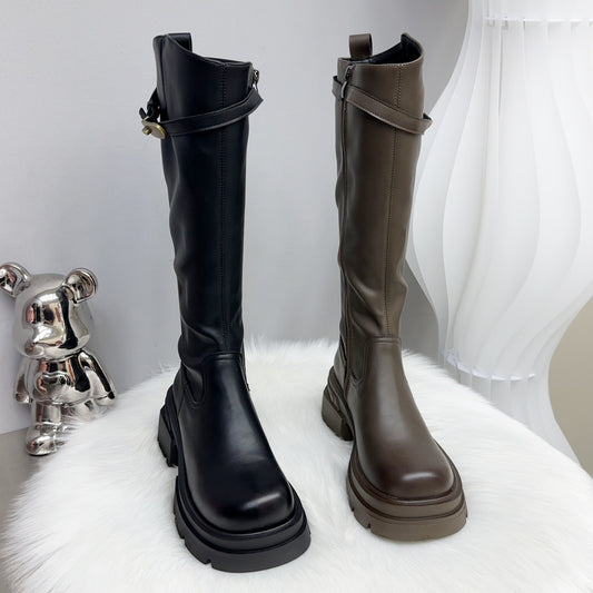 Long Thick Bottom Waterproof Platform Fleece-lined Warm Tall Knight Small Boots