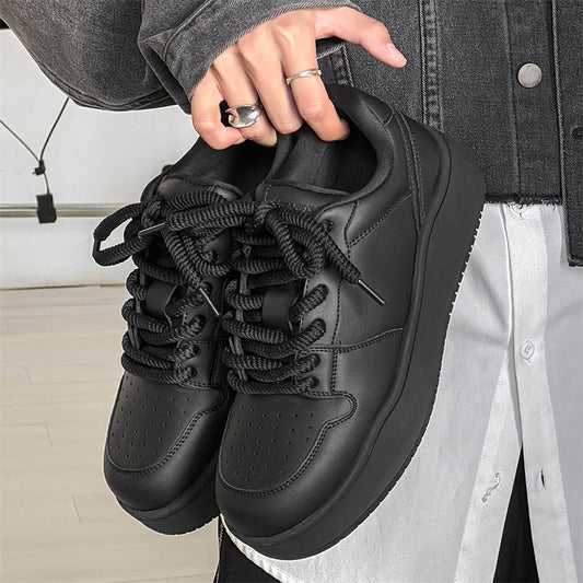 Men's Solid Color Black Warrior Breathable Platform Sneakers