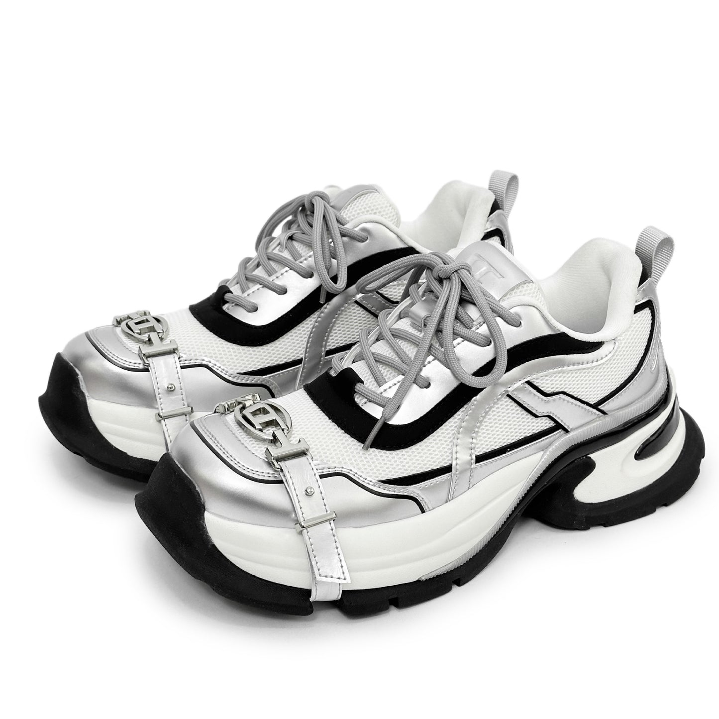 Men's Square Toe Buckle Stylish Height Increasing Thick Men's Board Shoes