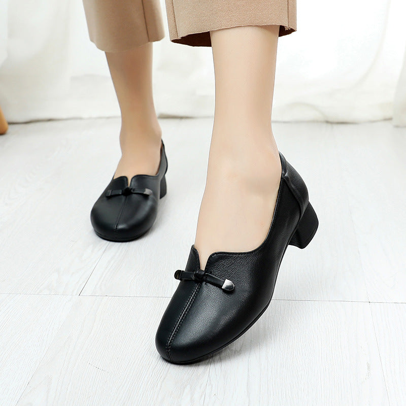 Women's Comfortable Breathable One Pedal Mom Genuine Chunky Men's Shoes