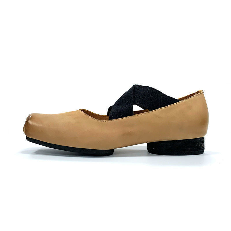 Women's Strap Pig Nose Mary Jane Retro Square Casual Shoes
