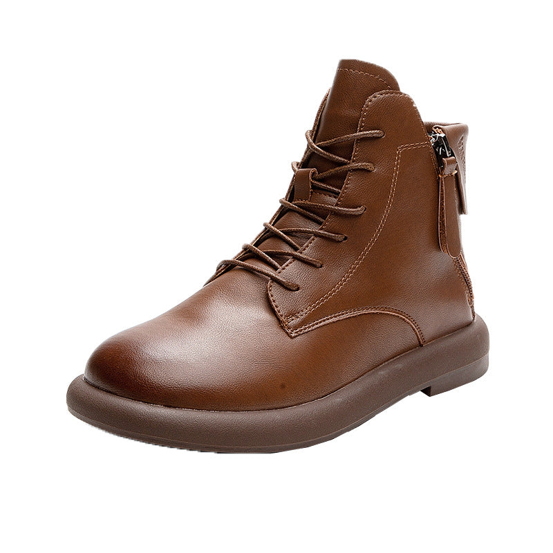 Women's Autumn Washed-out Vintage Martin Korean Zipper Women's Leather Boots
