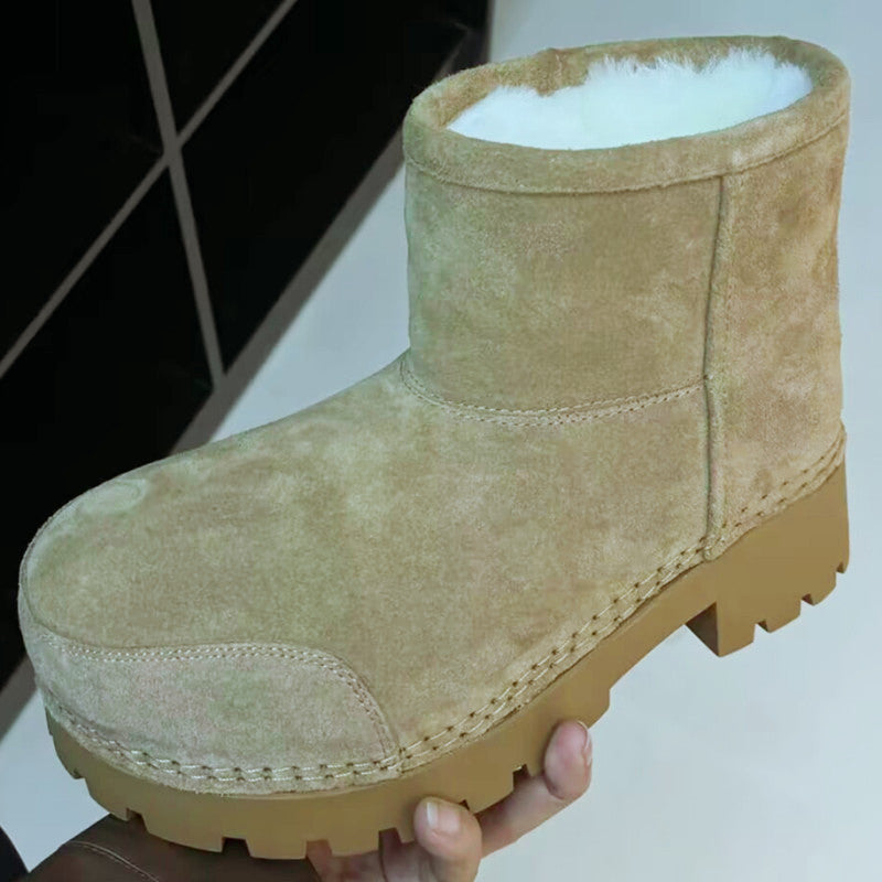 Women's & Men's Ugly Cute Big Head Thick Sole Increased Middle Fleece Snow Boots