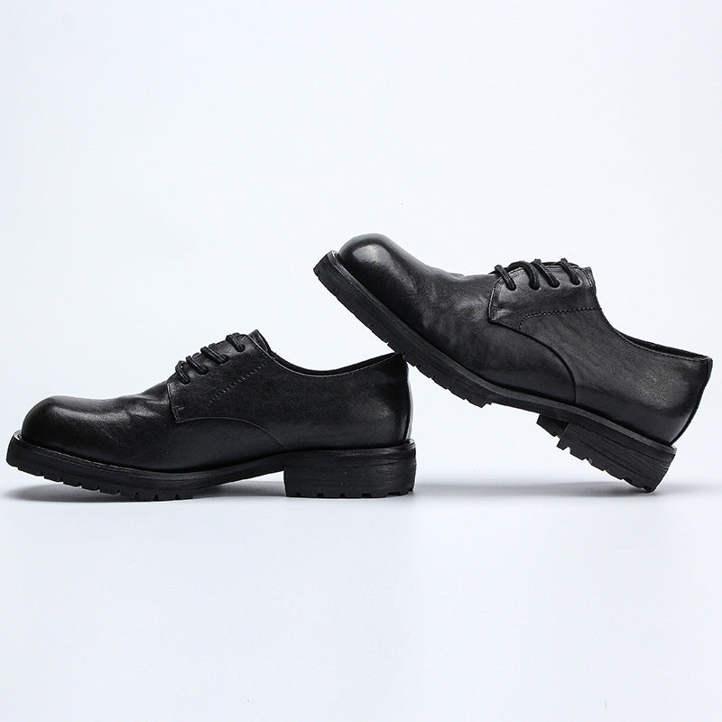 Men's Year Authentic Square Toe Derby Tooling Version Fashion Wooden Men's Business Leather Shoes