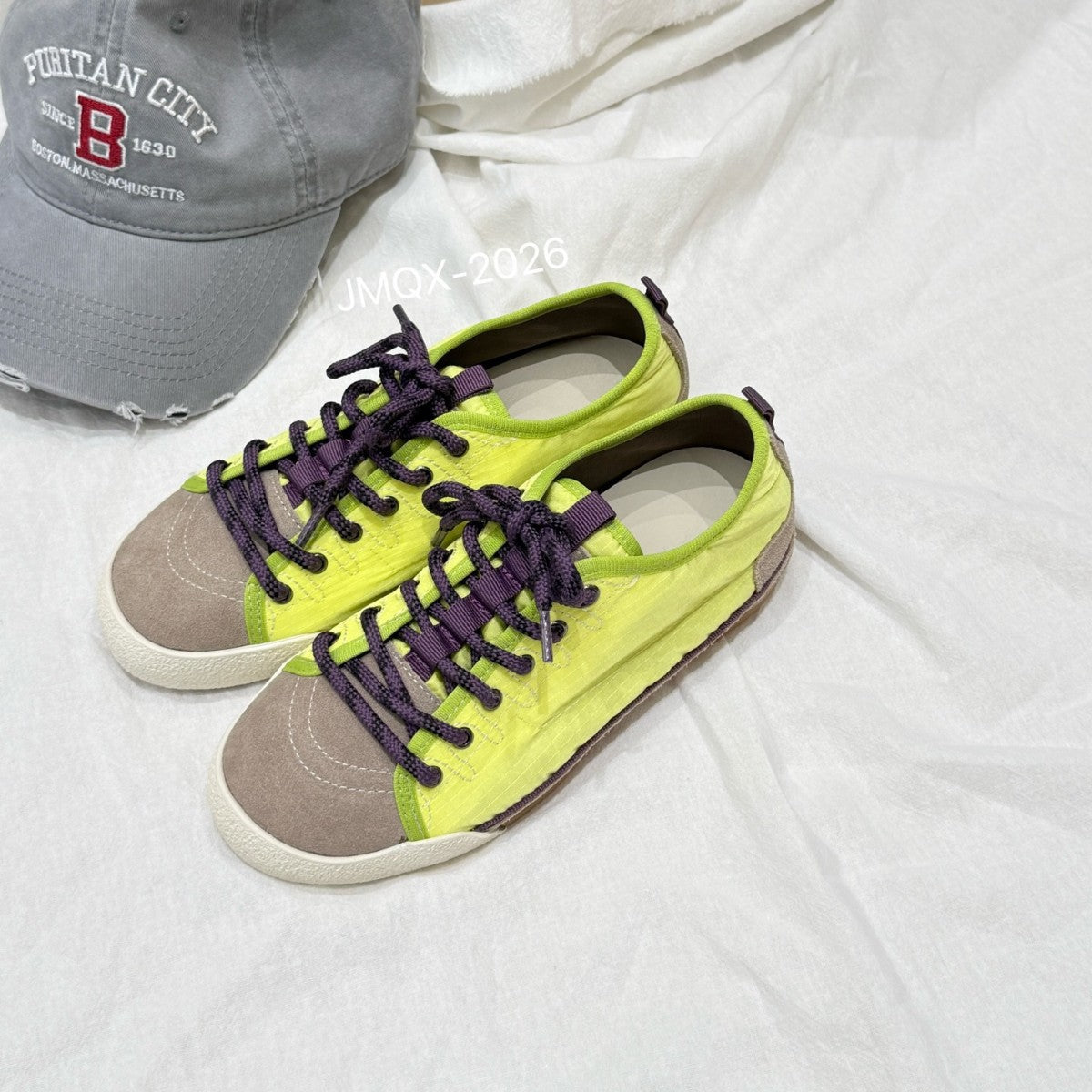 Women's Design Ruffle Contrast Color Shoelace Retro Distressed Versatile Women's Casual Shoes