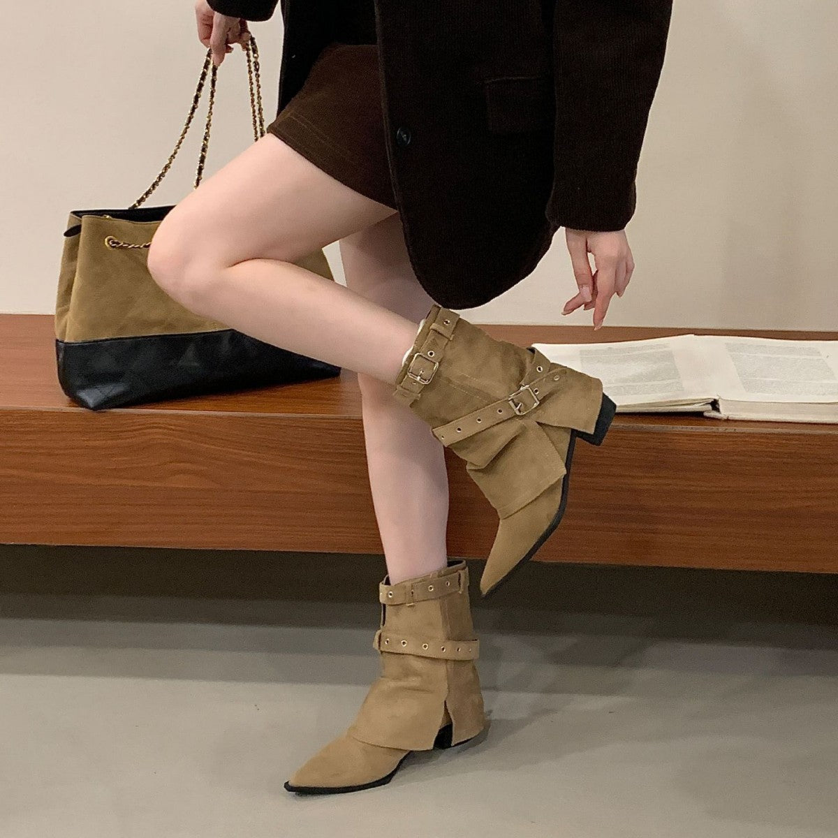 Hot Pants Female Chunky Martin Temperament Skinny Women's Leather Boots
