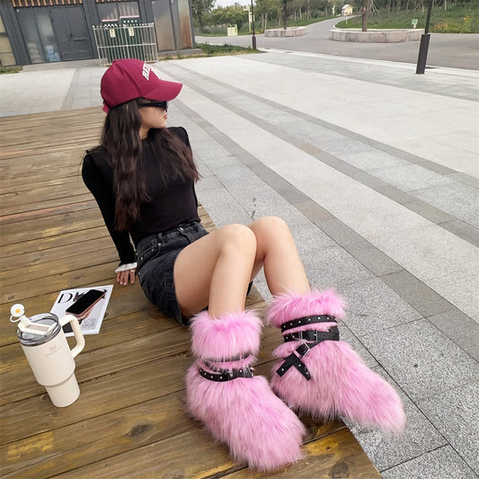 Street Hot Platform Punk Rivet Slimming Snow Boots