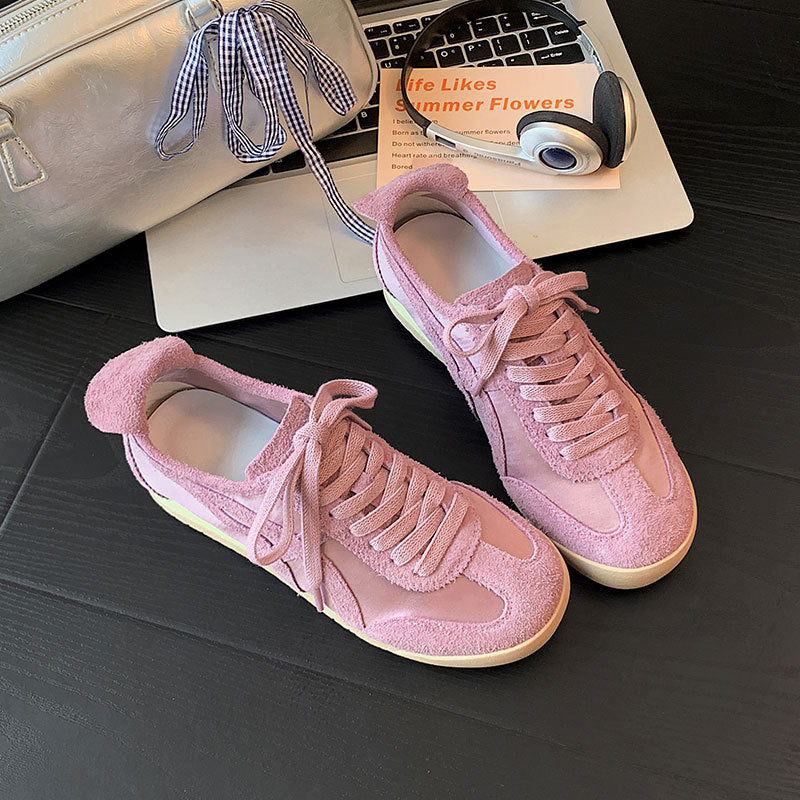 Women's Cowhide Ice Silk Mesh Breathable Retro German Training Sports Women's Casual Shoes