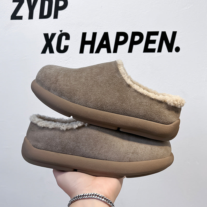 Women's & Men's Outdoor Warm Fleece-lined Lazy Slip-on Flat Snow Boots