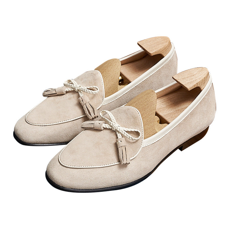 Men's Frosted Suede Comfortable Breathable One Pedal Square Men's Business Leather Shoes