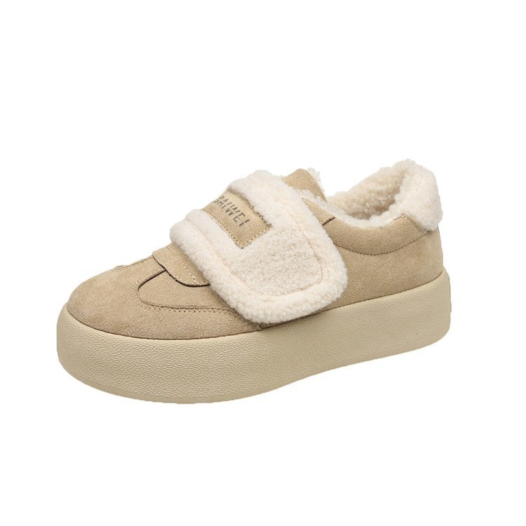 Women's Bottom Fleece-lined Fluffy Outer Wear Velcro Women's Shoes