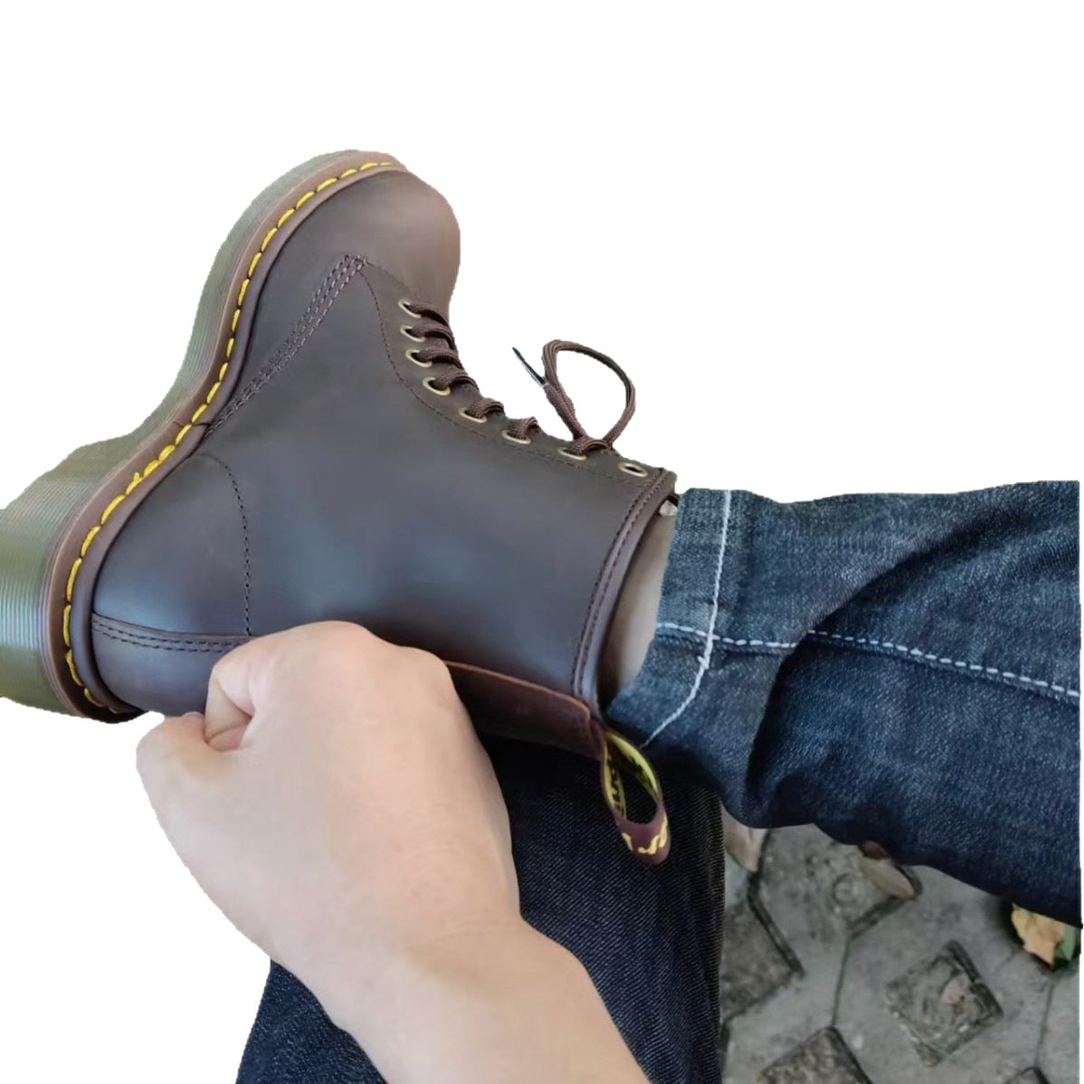 Women's & Men's Good Year Middle High Top Genuine Slit Women's Leather Boots