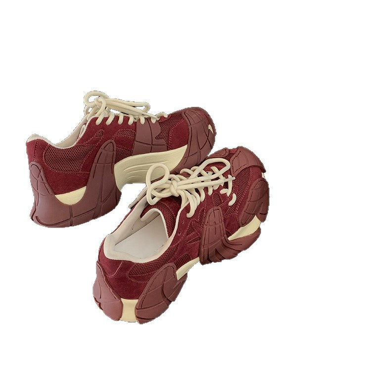Women's High-rise Hot Octopus Dad Stitching Thick-soled Sneakers
