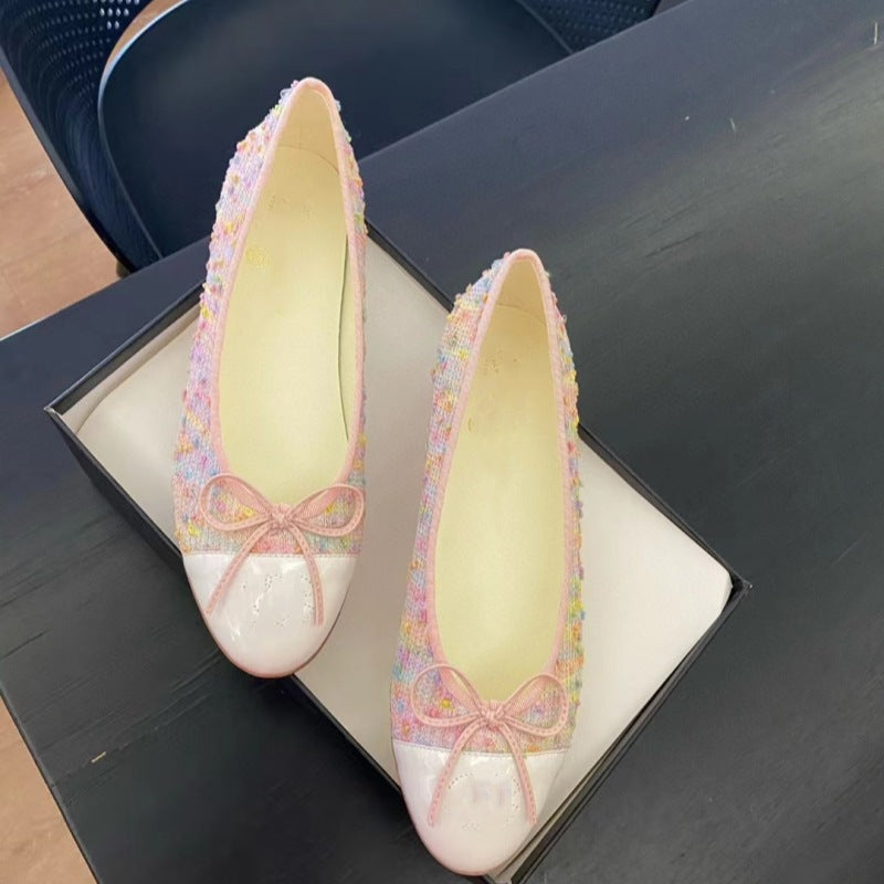 Women's Classic Ballet Bow Round Toe Flats Low-cut Comfortable Loafers
