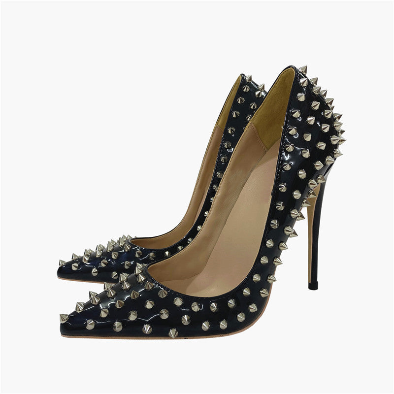 Rivet High Pointed Toe Stiletto Low-cut Women's Fashion Shoes