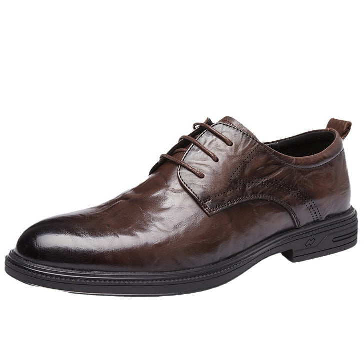 Men's Full Grain Cowhide Business British Soft Leather Shoes