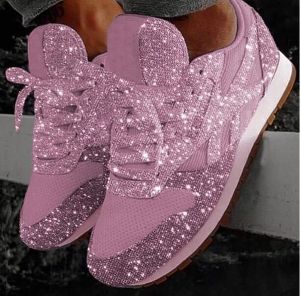 Women's Muffin Sequin Breathable Rhinestone Platform Plus Sneakers