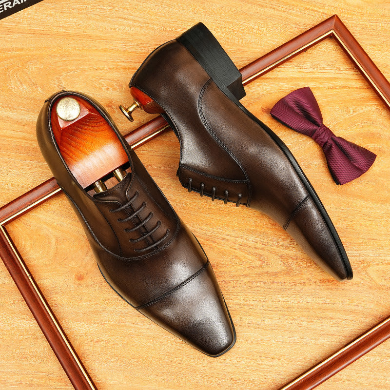 Men's Spring Gentleman Oxford First Layer Cowhide Business Formal Wear Leather Shoes