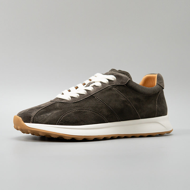 Men's Pottery Clay Brown Sports Daily Versatile Retro Fashion Leather Shoes
