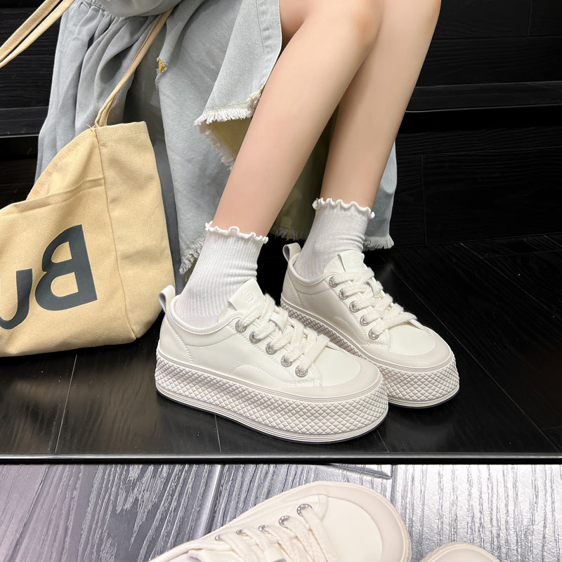 Women's White For Thick Bottom Versatile Muffin Casual Shoes