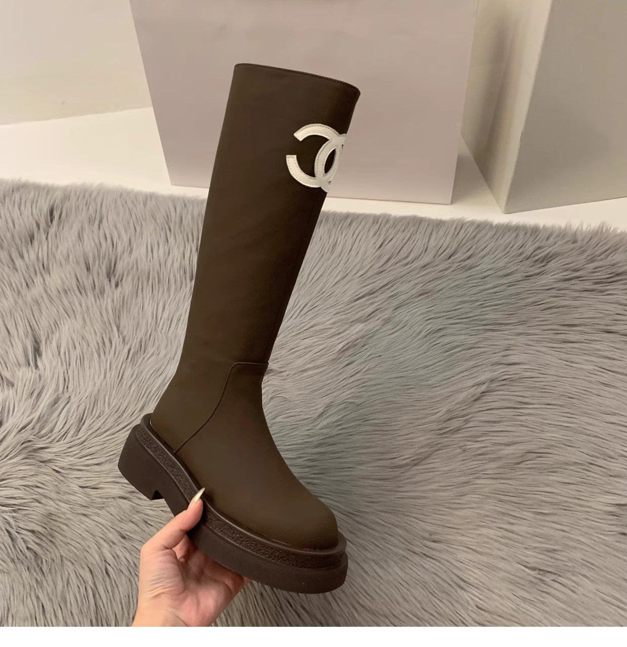 Women's Early Autumn Classic Style Thick Bottom Knee-high Boots