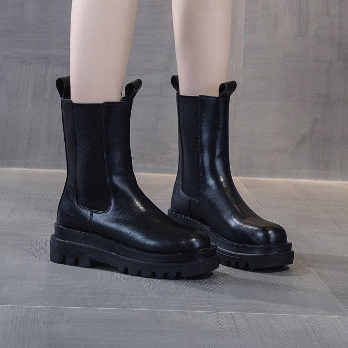Women's Pipe Ankle Small Size Platform Chelsea Height Boots
